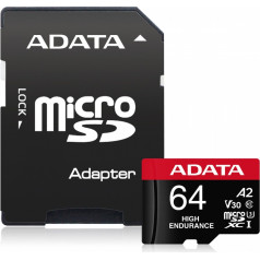 Didelės ištvermės microsd kortelė 64gb uhs1 u3 v30 a2 100/80mb/s + adapteris