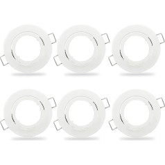 LED įleidžiami prožektoriai, 6 vnt., GU10 pasukamas LED įleidžiamas šviestuvas, matinės baltos spalvos, tvirtinimo rėmas LED / halogeninėms lemputėms, įskaitant GU10 lizdą, apvalus