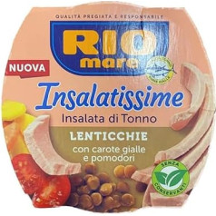 Rio Mare Insalatissime Insalata di Tonno Lenticchie Tuno salotos su lęšiais, geltonomis morkomis ir pomidorais 160 g Paruoštas maistas, 3 vnt.