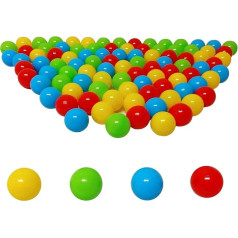 1000 kamuoliukų, 6 cm skersmens, plastikiniai kamuoliukai, kamuoliukai kūdikiams, kamuoliukai baseinui, kamuoliukai kamuoliukų duobutei (6 cm - 1000 kamuoliukų, šviesiai mėlyni, geltoni, šviesiai žali, raudoni)