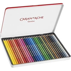 Caran d'Ache Swisscolor metalinis dėklas su 30 vandeniui atsparių spalvinimo pieštukų