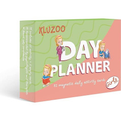 KLUZOO Dienos planuoklis - 72 magnetinės kortelės Mergaičių piktogramos planavimo lentai su veiklomis ir užduotimis - mokymas naudotis puoduku - apdovanojimų sistema - Montessori žaislas (mergaitė)