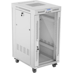 19'' stelažas 22u 600x800 pilkos spalvos stiklinės durys