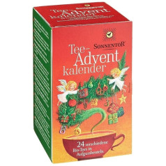 Sonnentor Tee Adventskalender, rot-grüne Spenderbox, 1er Pack (1 x 38 g) - Bio