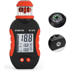 BTMETER BT-876 mini rankinio puodelio anemometras, skaitmeninis kišeninis anemometras, matuoja 0,7 ~ 42 m/s vėjo greitį su Avg/Max oro srauto rodmeniu, skirtas dronų skrydžiams, HVAC, buriavimui