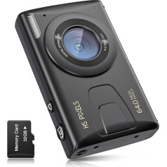 Skaitmeninis fotoaparatas CCN, 64MP 1080P FHD foto kamera su 3,0 colių ekranu, 18x skaitmeninis priartinimas, nešiojamas kompaktiškas fotoaparatas su 32GB TF kortele, USB laidas, paaugliams, suaugusiesiems, pradedantiesiems, juodas