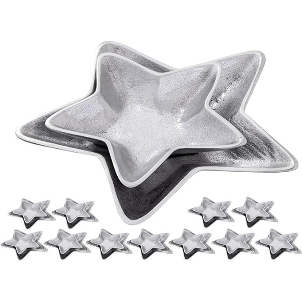 kreatives Wohnen Dekoratyviniai dubenėliai Star 12 x 2 Masterbox Starlight Gold arba Silver Kalėdų dekoracijos Aliuminis Sidabras