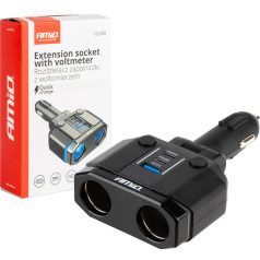 Cigarečių žiebtuvėlio lizdo daliklis pd30w pd20w qc3.0 12v 24v + voltmetras -04174