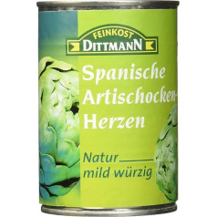 Feinkost Dittmann ispaniškų artišokų širdelės natūralios 1 x 390 g (240 g nusausinto svorio)