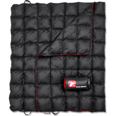 Horizon Hound Down Camping Blanket, Trek, juoda kelioninė antklodė, tvari izoliacinė pūkų antklodė, lengva ir šilta antklodė stovyklavimui, stadionui, žygiams pėsčiomis ir festivaliams, atspari vandeniui, pakuojama ir