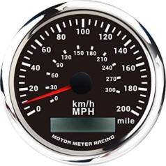 MOTOR METER RACING W PRO GPS spidometras 0-200MPH 0-300km/h Odometras Odometras Reguliuojamas - Automobilis Sunkvežimis Valtis GPS jutiklis Baltas LED išgaubtas objektyvas 85mm