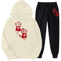 Tracksuit Ladies Y2K, Hooded Top ir Jogging kelnės, Hoodie kostiumas Siaubo kraujo purslų sporto kostiumas su gobtuvu 2 dalių Sweatsuit rinkinys laisvalaikio laisvalaikio laisvalaikio rinkinys stilingas žiemos sportinė apranga bėgimas