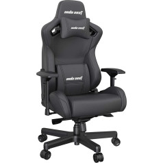 Anda Seat Kaiser 2 XL Schwarz Leder Gamingstuhl - Ergonomischer Gaming Sessel, verstellbaren 4D-Armlehnen und großen Kopf- und Lendenkissen - Gaming Bürostuhl für Zuhause und Büro