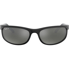 Ray-Ban Unisex Predator 2 Sonnenbrille, Schwarz (Gestell: Schwarz, Gläser: Polarized Grau Verspiegelt 601/W1), X-Large (Herstellergröße: 62)