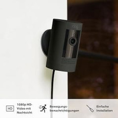 Žiedo lauko kamera (Ring Stick Up Cam Plug-In), juoda, veikia su 