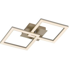 EGLO LED Deckenleuchte Huerta, Wohnzimmerlampe, 2 flammige Deckenlampe, Küchenlampe aus Metall in Silber, Kunststoff in Weiß, LED Schlafzimmerlampe warmweiß, D x B 37 cm