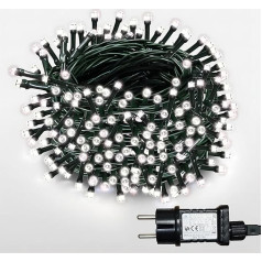 WISD LED pasakų žibintai lauke 103 m, 1000 baltos spalvos - Kalėdų apšvietimas ant tamsiai žalio laido su laikmačiu ir ES kištuku - Kalėdų dekoracijos eglutei, balkonui, sodui, vakarėliui