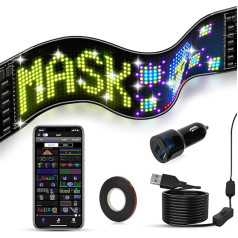 LED slinkties ženklas, 37 × 9 cm LED ekranas, programuojamas šviesos ženklas su 