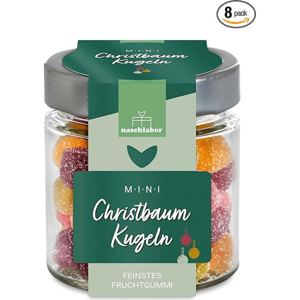 8 kalėdinių eglutės baublių pakuotė Vaisių guma 120 g Didelė pakuotė Mieli guminukai Kalėdiniai guminukai Puikiai tinka šventėms Idealiai tinka Kalėdų sezonui