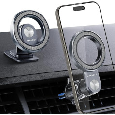 APPS2Car 2 in 1 Magsafe automobilio laikiklis [17 x N52 magnetas] Mobiliojo telefono laikiklis automobilyje Mag-Safe 360° pasukamas mobiliojo telefono laikiklis automobilyje Magnetas Ventiliacija Mag-Safe mobiliojo telefono laikiklis automobilyje iPhone 