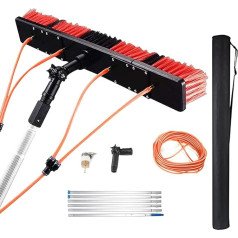 MENAYODA 5-10 m ilgio teleskopinis strypas su vandeniu, valymo šepetys su teleskopine rankena, ištraukiamas fotovoltinėms saulės baterijoms, langams, automobilių plovimo šepetys (5 m strypas, 50 cm šepetys)