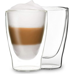 DUOS® Latte Macchiato stiklinių rinkinys, 2 x 310 ml, stiklinės kavai, arbatai, kapučino, šaltai kavai, izoliuotas dizainas, dvigubų sienelių espreso stiklo puodeliai