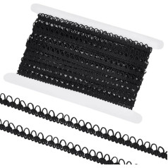 WADORN 914,4 cm maža pintinė apdaila su elastine sagos kilpa, juoda apdaila siuvimui, puošmena, apdaila, Dainty Trim, elastinė virvelė kostiumui, vestuvinei suknelei, amatams, siuvimui
