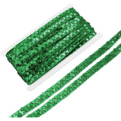 išteklių žemėlapis 14 jardų Sequin Beads Lace Trim 2 eilės 0,6 colio Sequin Stripes Sequin juostelės amatų puošmenos DIY siuvimo kostiumas žalias