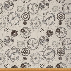 Kiemo laikrodžio audinys Pramonės pavarų audinys kėdėms, Retro Steampunk stiliaus vandeniui atsparus lauko audinys Derliaus mašina DIY audinys 92x150cm (smėlio spalvos, rudas)