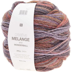 Rico Creative Melange Aran Wonderball Colour 15 spalvų gradiento vilnos adatos dydis 5 mm, skirtos mezgimui ir nėrimui 200 g kamuoliukas