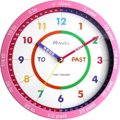 Ravel R.KC.08 Vaikiškas sieninis laikrodis analoginis kvarcinis 25 cm rožinis