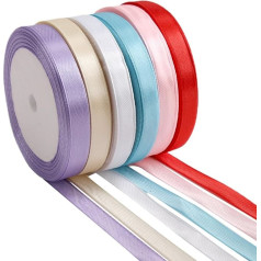 GlasFlength 6 spalvos 22 m x 10 mm, juosta Dovanų juostelės juostelės juostelės amatams, 16 spalvų Dovanų juostelė DIY menų amatai, dovanų pakuotės, lankai, vestuvių apdaila