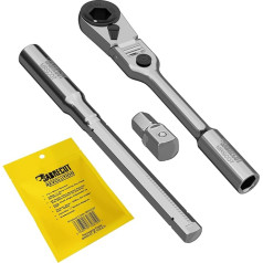 1 x SabreCut MRSC07 7-in-1 Flex Head 6,3 mm 1/4 colio šešiakampių lizdų mini mikro reketas su prailginimo strypu ir 1/4 colio kvadratinės pavaros lizdo adapteriu 60 dantų rankinis reketinis raktas iš nerūdijančio plieno