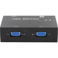 VGA jungiklis 2 PC 1, 2 in 1 Out Switch Box VGA Splitter adapteris 2 kompiuterių 1 ekranas nešiojamojo kompiuterio staliniam spausdintuvui klaviatūros palaikymas XVGA SVGA UXGA