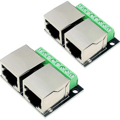 PENGLIN 2 vnt. RJ45 Burst Card Dual Female Ethernet Female Shielded Network Adapter RJ45 Screw Plug 3,5 mm Pitch
