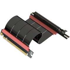 LINKUP - AVA5 PCIE 5.0 stovo kabelis | Ateičiai pritaikytas 5 kartos GPU vertikaliam montavimui | x16 128GB/s greitis | PCIe 4.0 ir WRX80/WRX90E suderinamas | Kairysis kampas, juodas, 15 cm