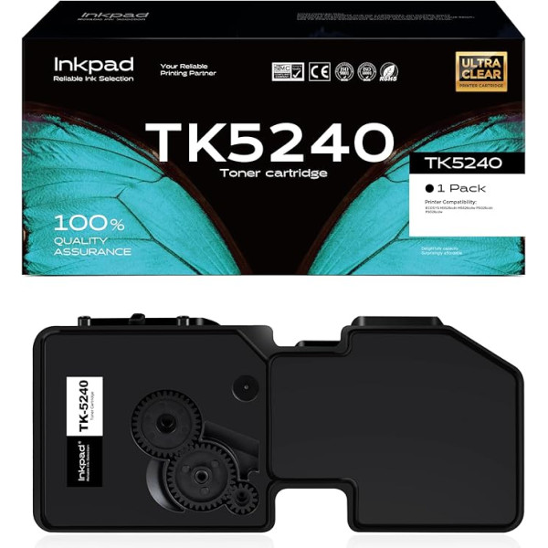 iNKPAD TK-5240 TK-5240K toneris suderinamas su Kyocera TK5240 TK5240K, skirtas ECOSYS M5526cdw M5526cdw M5526cdn P5026cdw P5026cdn (1 juodas, 4000 puslapių)