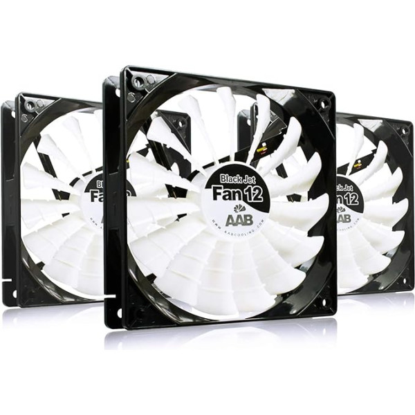 AABCOOLING Black Jet Fan 12-120 mm tylus ir efektyvus korpuso ventiliatorius su 4 antivibracinėmis pagalvėlėmis, ventiliatorius, 12 V ventiliatorius, kompiuterio ventiliatorius, aušinimas, korpuso ventiliatorius 20,9 dB(A), 170 m3/h - 3 vnt.
