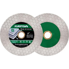 KURSTOL Deimantinis pjovimo diskas - 2 vnt. 125 mm dvigubos paskirties deimantinis pjovimo diskas, angelo šlifuoklio ašmenys 7/8 colio - 5/8 colio, skirti keraminėms plytelėms, porcelianui, granitui, marmurui pjauti ir šlifuoti