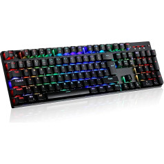 teamwolf mechaninė žaidimų klaviatūra QWERTZ vokiško išdėstymo raudonas jungiklis RGB 105 pilni klavišai Anti-Ghost Profesionalios klaviatūros Linear
