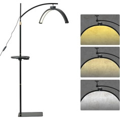 LED grindų lempa, 45 W blakstienų lempa, kosmetinė lempa blakstienoms, reguliuojama šviesa 3-6000 K, lempa su telefono stovu, kosmetinė lempa, mėnesio lempa skaitymui, tatuiravimui