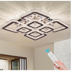 FRIXCHUR Dimmable Crystal Chandelier Square Crystal Flush-Mounted Ceiling Light 8 Lights LED Crystal Ceiling Light LED Chandelier for Bedroom Dining Room Living Room Diameter 50 cm