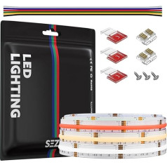 SEZO 3M RGB CCT FCOB LED juosta DC24V 2520LEDs COB LED juosta Lankstus reguliuojamas RGB šiltai balta + šaltai balta didelio tankio LED pasakų žibintai 12 mm IP30 ne vandeniui, skirti vidaus apdailai