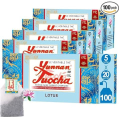 Yunnan tuocha Zouji Lotus tuocha Tea - 100 arbatos maišelių (5 x 20 pakuočių) - 200 g - Garantuotos kilmės arbata iš Kinijos