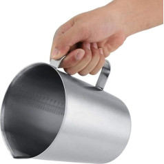 Nerūdijančio plieno matavimo ąsotis, 2000 ml nerūdijančio plieno matavimo ąsotis su rankena, įskaitant puodelio skalę, pieno ąsotis su žymėjimu ir rankena Latte kavos menui