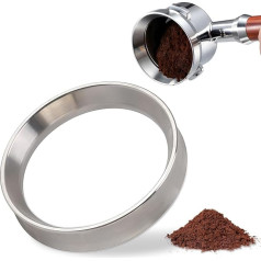 Kavos dozavimo žiedas 51 mm - 58,35 mm Universalus filtro krepšelis Portafilter 304 Nerūdijančio plieno magnetinis espreso dozavimo piltuvėlis Kavos dozavimo žiedas kavos aparatams, sidabrinės spalvos (57,5 mm)