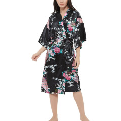 Moterų satino rožė spausdinti Kimono Robe Premium povas bridesmaid bridal Dressing Gown Sleepwear naktiniai drabužiai