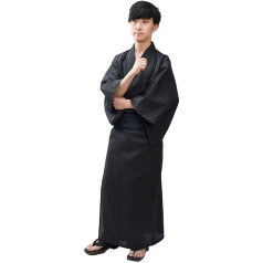 Edoten Yukata (atsitiktinis vasaros kimono) Japonija Vyriškas 2 dalių rinkinys OBI (diržas) Shijiraori 100 % medvilnė Lengvas festivalis Bon Dancing Fejerverkai Samurajus, pilka