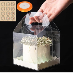 RAINPOP Clear Cake Boxes Kvadratinės plastikinės kepimo dėžutės Clear Cake Gift Box su rankena 5,25 colių individualios torto dėžutės dėžutės konteineriai deserto saldainių tortui 10 pakuočių