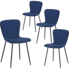 ‎Goldfan GOLDFAN 4 virtuvės kėdžių rinkinys Valgomojo kėdės Minkštos kėdės Šiuolaikinės elegantiškos gyvenamojo kambario medžiaginės kėdės su juodomis kojomis, mėlynos spalvos